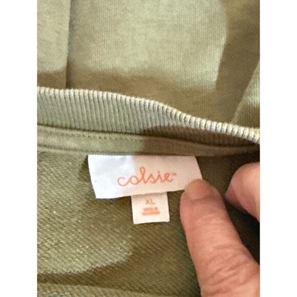 Colsie Women French Terry Crewneck Hi-Low Hem  Pullover Sweatshirt Size XL Green - Picture 8 of 9